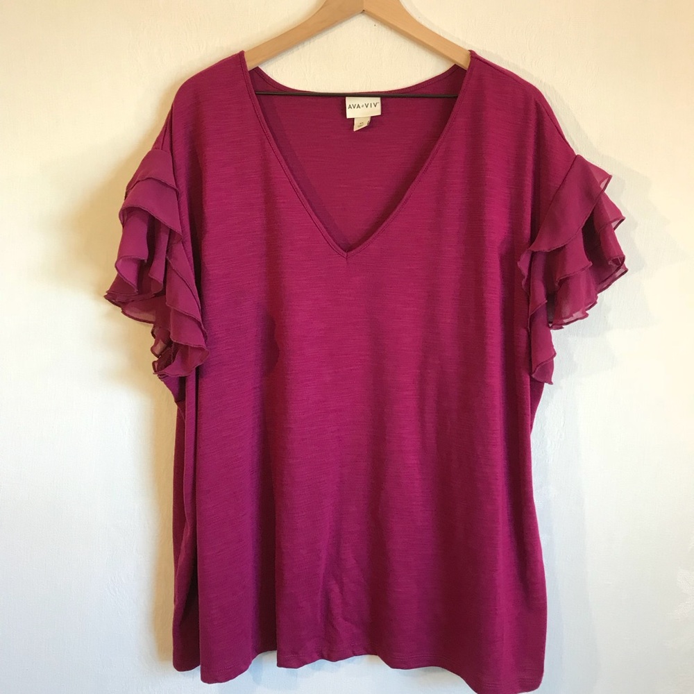 Ava & Viv Flutter Sleeve Top